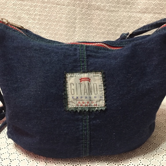GITANO Vintage VTG 80s Express Aged Denim Jean Purse - Picture 2 of 8